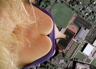 giantess giga blonde cleavage high_heels dress point_of_view