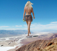 collage mega blonde butt wonderslug walking foot_print sky sunny clouds_of_dust behind_view