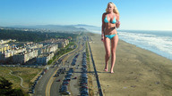 giantess collage feet city beach barefoot wonderslug walking shrunken_people foot_print sand vehicles ocean_front wine_glass megan_hauserman cocktail