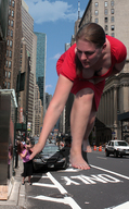 giantess collage city barefoot cleavage buildings dress kneeling bending_over reaching streets vehicles grabbing crouching bending_down leaning_forward bending_forward looking_at_tiny
