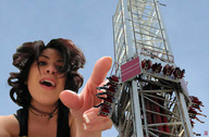giantess collage finger brunette hand jr shrunken_people giantess_katelyn sky looking_at_tiny amusement_ride