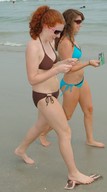 crush collage feet swimsuit beach barefoot ocean brunette smiling red_hair ponytail shrunken_men foot_crush legs unaware shrunken_man sunglasses crlvr