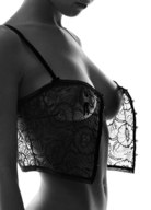 breasts giantess collage monochrome bra underwear belly shrunken_man photograph undressing hanging_on holding_on lingerine smooth lace