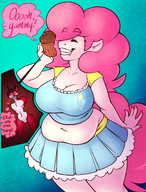 drawing giantess vore furry color cleavage huge_breasts fox shrunken_men shrunken_man sheela cupcake my_little_pony pinkie_pie