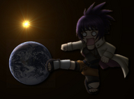 drawing giantess collage earth space color planet purple_hair sun kick anko cosmic_giantess naruto_(series)