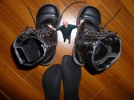 collage socks boots shrunken_man hardwood_floor