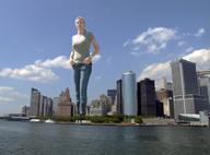 giantess collage city mega clothed unknown_artist skyscraper ocean_front