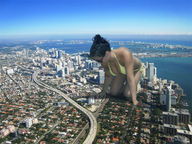 collage city mega black_hair swimsuit crawling sunglasses sky sunny suburbs