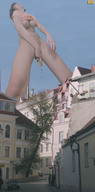 breasts giantess collage insertion city brunette smiling mikeyboy sky vehicle_insertion falling_people holding_vehicle