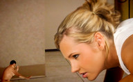 giantess collage blonde scared shrunken_men crawling looking_at_tiny