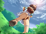 giantess crush anime shrunken_men grass sky under_foot trees looking_at_tiny