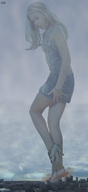 city mega blonde destruction high_heels mikeyboy legs shorts looking_down clouds
