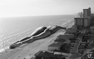 giantess collage nude city monochrome butt beach lying_down coast dime