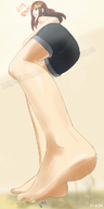 drawing giantess feet color barefoot shrunken_men foot_crush short_shorts