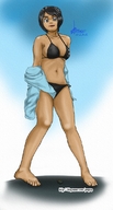 bikini drawing giantess black_hair color swimsuit barefoot vehicles undressing korea_gts