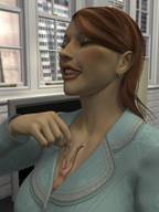 breasts giantess nude cleavage brunette short_hair shrunken_men dangle digital_render