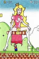 drawing giantess upskirt color mario princess_peach sitting mushroom super_mario pipe star super_mario_world