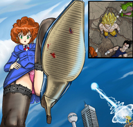 drawing giantess crush panties city upskirt color high_heels blood brunette stockings foot_crush dragon_ball goku point_of_view cynthia vegeta kamehameha super_saiyan piccolo