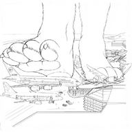 drawing giantess crush furry destruction soles paws airplane german people outline airport under_foot