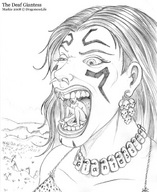 drawing giantess vore tongue teeth dragonesslife tribal pencil_drawing the_deaf_giantess tribesman