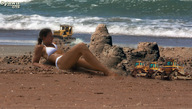 swimsuit beach ocean brunette lying_down amazon sand spawngts bulldozers