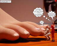 crush feet struggle story shrunken_men shrunken_woman looking_up lifting jessi_and_vicky under_foot tiny_mk digital_render