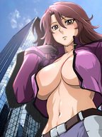giantess anime open_shirt looking_down skyscraper point_of_view