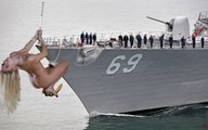 giantess collage nude blonde butt jr navy ships looking_at_viewer hanging_on anchor figurehead