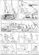 drawing giantess crush comic monochrome destruction cruel korean_text