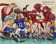 drawing crush blonde comic black_hair color skirt soles blood brunette smiling scared socks asian red_hair ponytail cheerleader gore shrunken_men foot_crush legs cruel giantesses sneakers dark_skin football shoe_crush under_foot giantessfan running_away locker_room michela_dasacco cheerleader_uniform