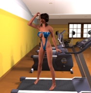 insertion pussy barefoot cleavage brunette pigtails workout shrunken_woman holding looking_at_victim treadmill digital_render