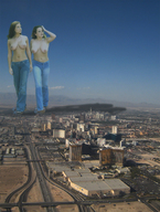 city destruction multiple_giantesses cars topless unknown_artist streets las_vegas casinos distant_view