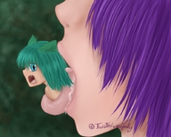 drawing vore color tongue purple_hair green_hair cat_girl twisted_melody