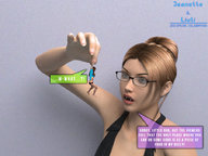 mouth glasses story fangs shrunken_woman dangle between_fingers looking_at_victim digital_render