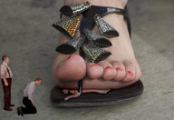 giantess crush collage feet size_difference domination in_shoe shrunken_men sandals foot_crush cruel under_foot pedicure crlvr nail_polish business_men