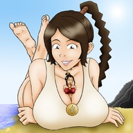 breasts drawing black_hair color cleavage huge_breasts brunette lying_down looking_down avatar azula ty_lee elek-tronikz between_breasts