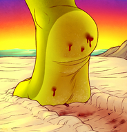 drawing giantess crush feet furry anthro color beach soles blood lizard foot_crush walking heel sand outdoors sheela commission neopuc sekvra scalie