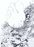 drawing giantess crush nude vore monochrome destruction barefoot marcos_snowbell village cruel people massacre