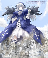 giantess destruction buildings anime tank looking_down between_fingers point_of_view blue_outfit