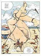 drawing giantess comic color butt military story bondage gullivera milo_manara struggling arrows covering_pussy makeshift_clothing