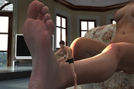 breasts gentle nude feet barefoot massage foot_play shrunken_man digital_render