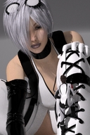breasts giantess white_hair cleavage high_heels climbing boots short ladder platforms careless goggles smothering ivory pumps digital_render