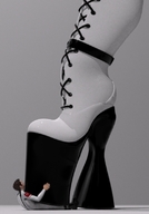 breasts giantess cleavage high_heels climbing boots short ladder platforms careless goggles smothering ivory pumps digital_render