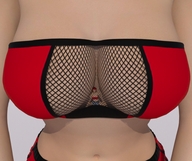 red_hair shrunken_woman boomgts digital_render between_breasts