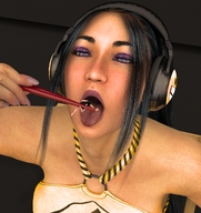 vore dinner lips asian table headphones shrunken_man chopsticks sushi azn digital_render