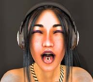 vore dinner lips asian table headphones shrunken_man chopsticks sushi azn digital_render