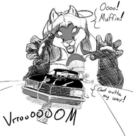 drawing giantess furry monochrome fox canine vehicles mrhappy1987 cupcake