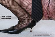 giantess collage pussy high_heels shrunken_men squatting fishnets