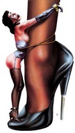 drawing color high_heels anime slave gloves bondage nylons shrunken_woman captured
