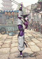 drawing giantess crush feet black_hair color barefoot soles purple_eyes shrunken_men foot_crush muscles trample fanart cruel pinned under_foot juri bane juri_han guilherme_gabarrao foot_wraps
